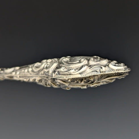 1913 年英國古董純銀手柄鞋拔鈕扣掛鉤套裝裝在 J & R Griffin 盒中